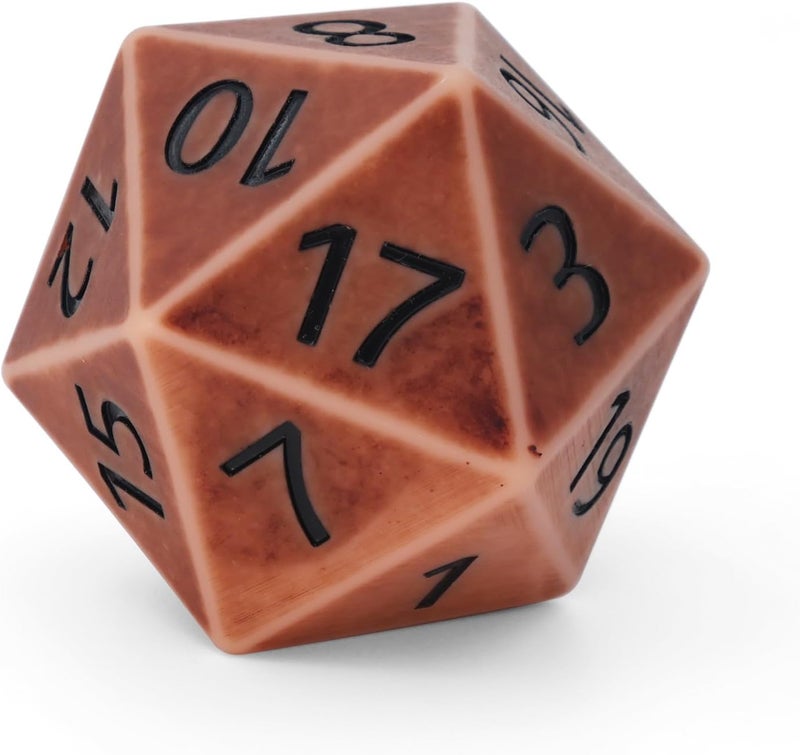 CSITORWWE Retro Style 55mm Giant D20 Dice,20 Sided Resin Dice with Velvet Pouch, Titan Polyhedral Dice for TTRPG Tabletop Gaming,Dungeon Masters,RPG Adventures(Brown Ancient) - Image 1